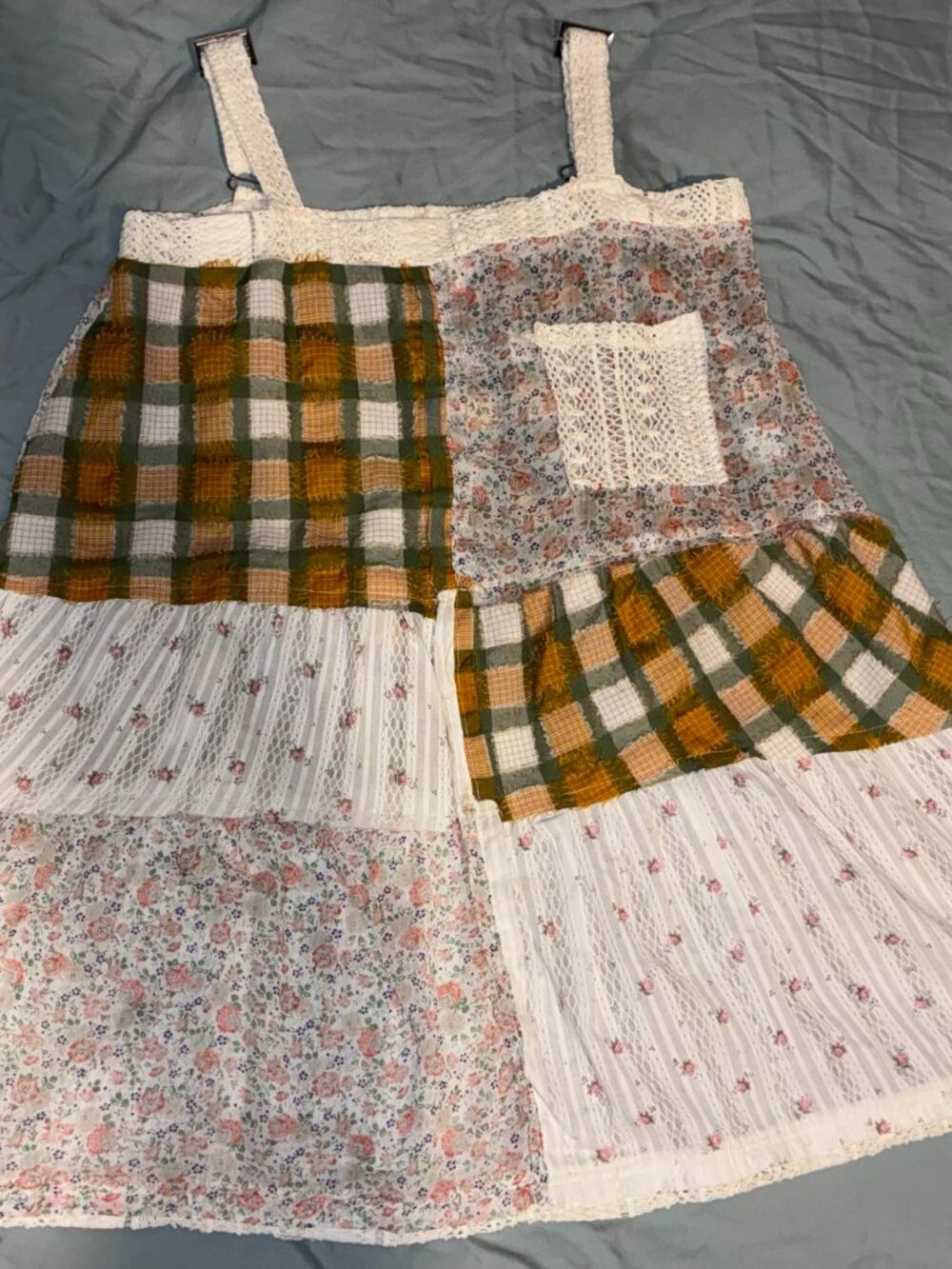 POL Golden Fields Patchwork Dress Size Large New W/O Tags Yellow and flowers